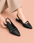 Elegant Slingback Pointed Toe Flats - 075 - Black