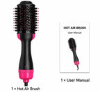 2-in-1 Hot Air Brush Hair Dryer & Straightening Brush | Electric Hair Styler | Pink & Black