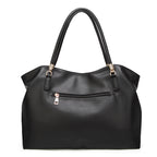 Black Faux Leather Handbag with Cat Charm & Gold Hardware