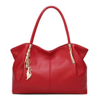 Black Faux Leather Handbag with Cat Charm & Gold Hardware