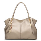 Black Faux Leather Handbag with Cat Charm & Gold Hardware